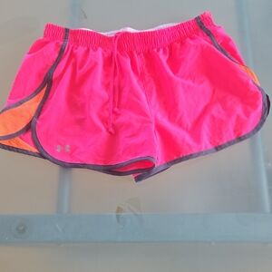 Under Armour Women's Vibrant Pink and Orange Athletic Shorts